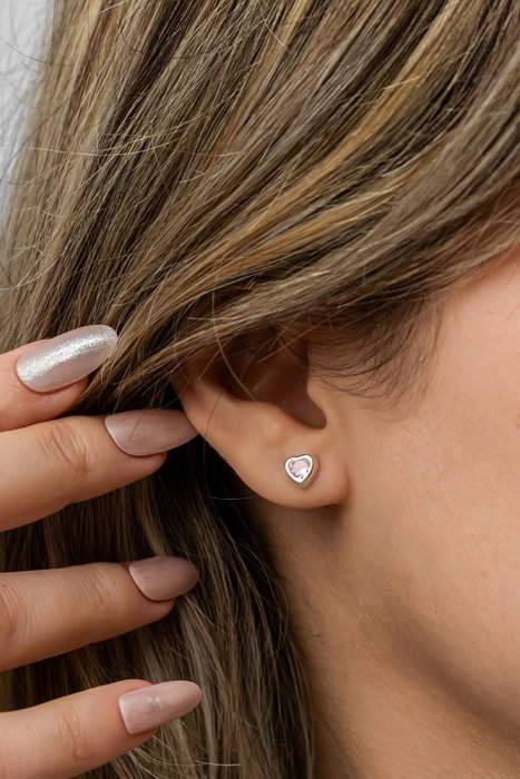 Heliophilia Silver NRZ999500 Pendientes de Plata de Ley 925 con Circonita Rosa y Baño de Rodio